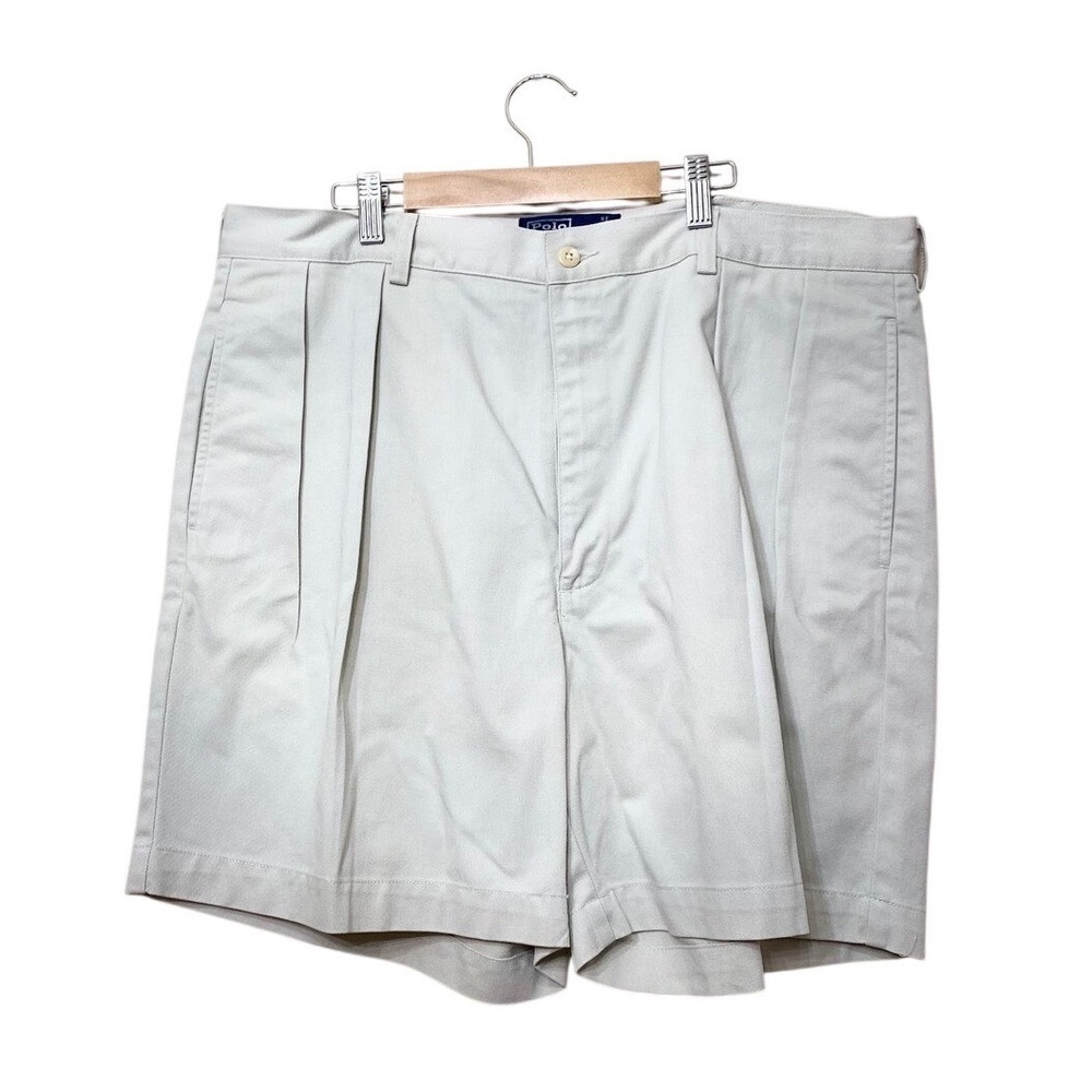 Polo Ralph Lauren Andrew Short Mens 38 Tan Beige Pleated Cotton Chino Shorts